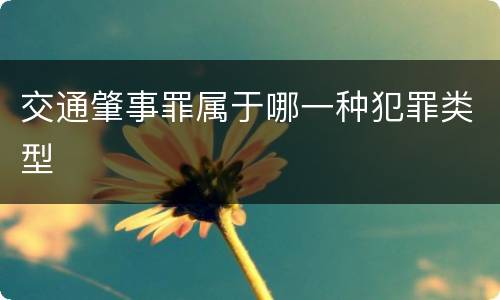 交通肇事罪属于哪一种犯罪类型