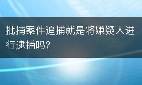 批捕案件追捕就是将嫌疑人进行逮捕吗？