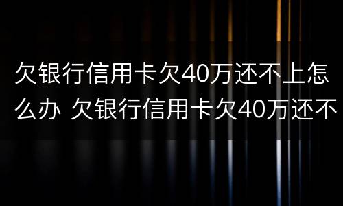 欠银行信用卡欠40万还不上怎么办 欠银行信用卡欠40万还不上怎么办呢
