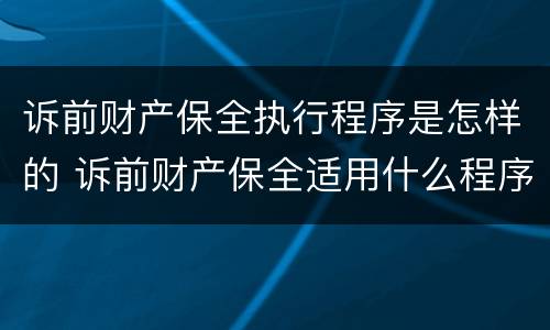 诉前财产保全执行程序是怎样的 诉前财产保全适用什么程序