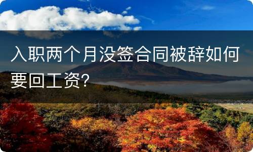 入职两个月没签合同被辞如何要回工资？