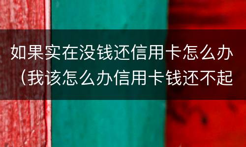 如果实在没钱还信用卡怎么办（我该怎么办信用卡钱还不起没钱）
