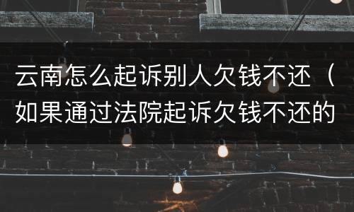 云南怎么起诉别人欠钱不还（如果通过法院起诉欠钱不还的人）