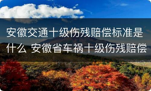 安徽交通十级伤残赔偿标准是什么 安徽省车祸十级伤残赔偿标准