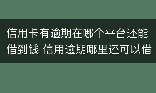 信用卡有逾期在哪个平台还能借到钱 信用逾期哪里还可以借到钱