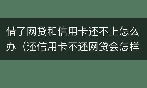 借了网贷和信用卡还不上怎么办（还信用卡不还网贷会怎样）