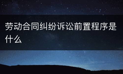 劳动合同纠纷诉讼前置程序是什么