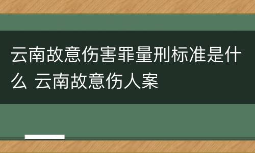 云南故意伤害罪量刑标准是什么 云南故意伤人案