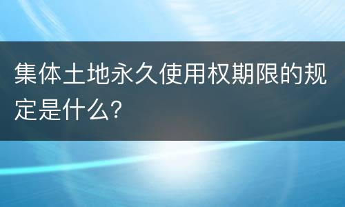 集体土地永久使用权期限的规定是什么？