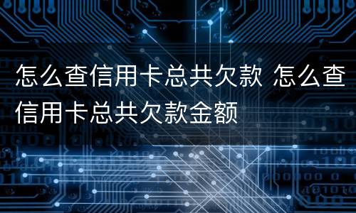 怎么查信用卡总共欠款 怎么查信用卡总共欠款金额