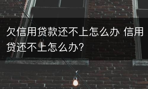 欠信用贷款还不上怎么办 信用贷还不上怎么办?