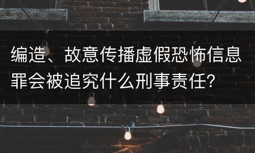 编造、故意传播虚假恐怖信息罪会被追究什么刑事责任？
