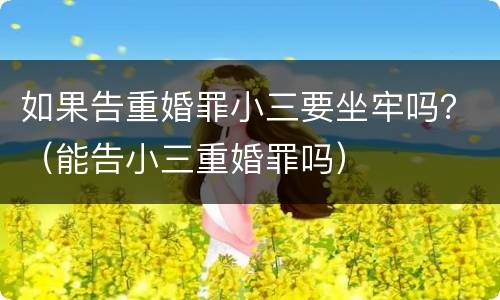 如果告重婚罪小三要坐牢吗？（能告小三重婚罪吗）