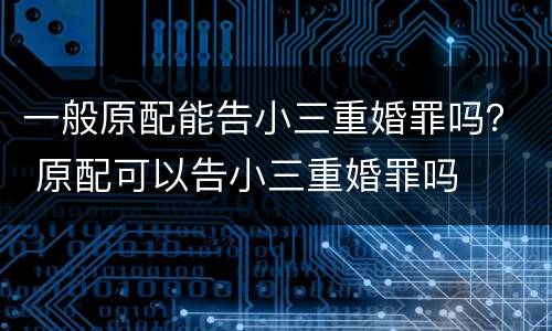 一般原配能告小三重婚罪吗？ 原配可以告小三重婚罪吗