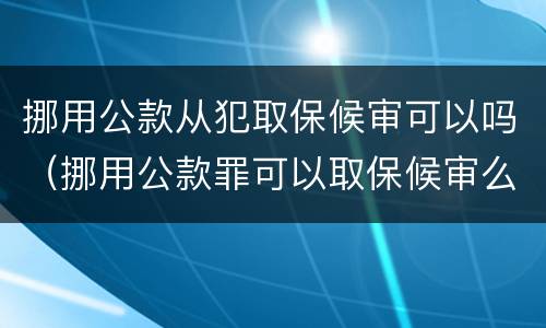 挪用公款从犯取保候审可以吗（挪用公款罪可以取保候审么）