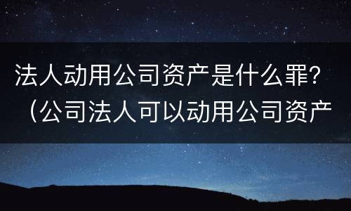 法人动用公司资产是什么罪？（公司法人可以动用公司资产吗）