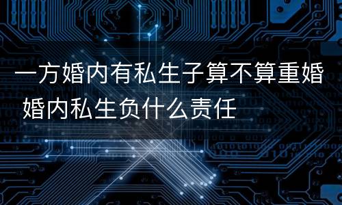 一方婚内有私生子算不算重婚 婚内私生负什么责任
