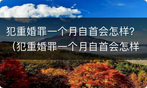犯重婚罪一个月自首会怎样？（犯重婚罪一个月自首会怎样判）