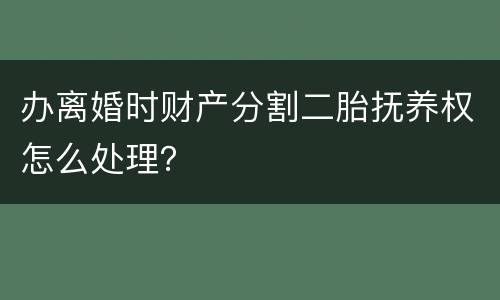 办离婚时财产分割二胎抚养权怎么处理？