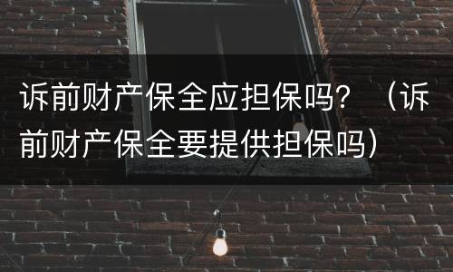 诉前财产保全应担保吗？（诉前财产保全要提供担保吗）
