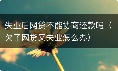 失业后网贷不能协商还款吗（欠了网贷又失业怎么办）