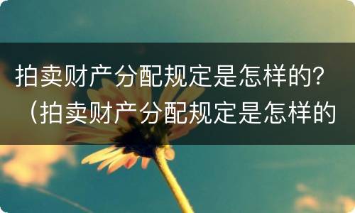拍卖财产分配规定是怎样的？（拍卖财产分配规定是怎样的呢）