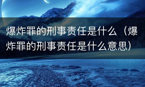 爆炸罪的刑事责任是什么（爆炸罪的刑事责任是什么意思）