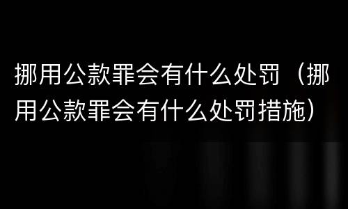 挪用公款罪会有什么处罚（挪用公款罪会有什么处罚措施）