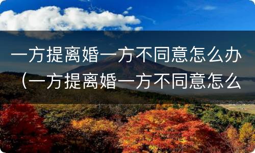 一方提离婚一方不同意怎么办（一方提离婚一方不同意怎么办理）