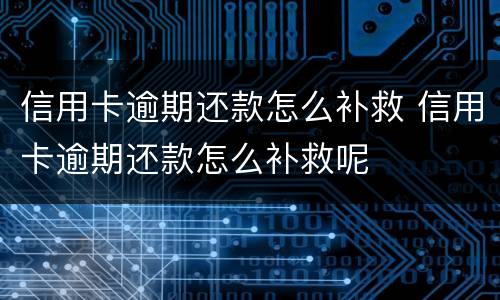 信用卡逾期还款怎么补救 信用卡逾期还款怎么补救呢