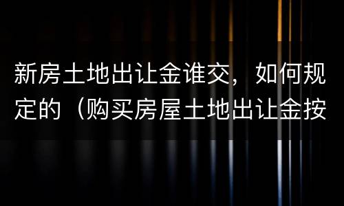 新房土地出让金谁交，如何规定的（购买房屋土地出让金按照什么标准收）