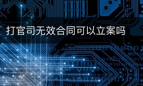 打官司无效合同可以立案吗