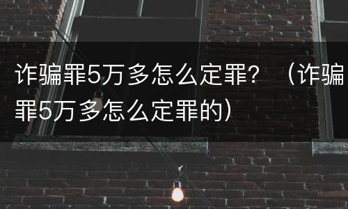 诈骗罪5万多怎么定罪？（诈骗罪5万多怎么定罪的）