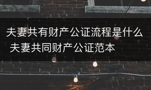 夫妻共有财产公证流程是什么 夫妻共同财产公证范本