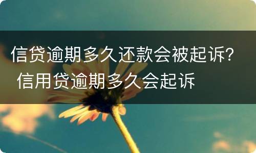 信贷逾期多久还款会被起诉？ 信用贷逾期多久会起诉