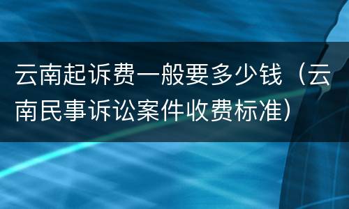 云南起诉费一般要多少钱（云南民事诉讼案件收费标准）