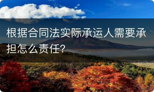 根据合同法实际承运人需要承担怎么责任？