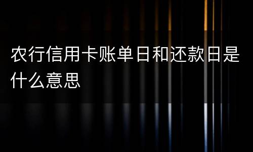 农行信用卡账单日和还款日是什么意思