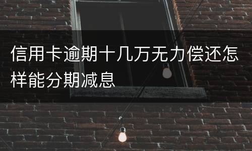 信用卡逾期十几万无力偿还怎样能分期减息