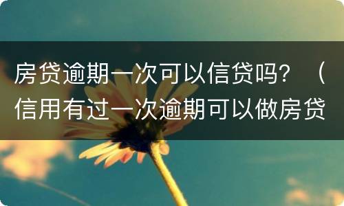 房贷逾期一次可以信贷吗？（信用有过一次逾期可以做房贷吗）