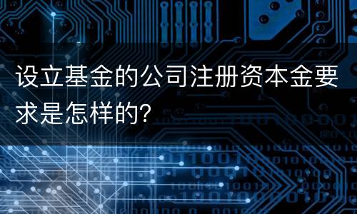 设立基金的公司注册资本金要求是怎样的？