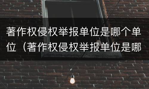 著作权侵权举报单位是哪个单位（著作权侵权举报单位是哪个单位管理）