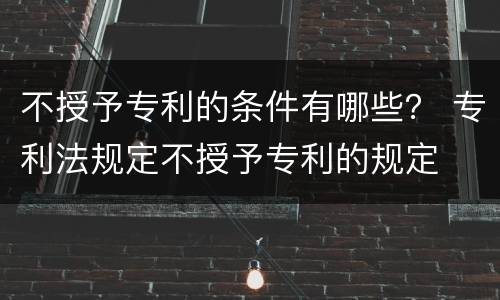 不授予专利的条件有哪些？ 专利法规定不授予专利的规定