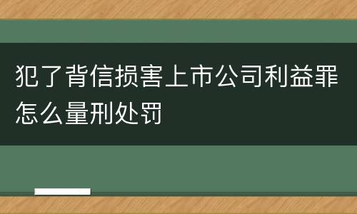 犯了背信损害上市公司利益罪怎么量刑处罚