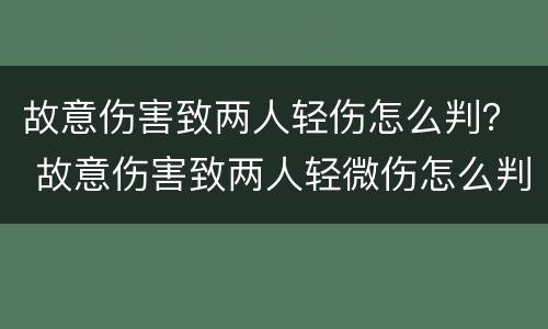 故意伤害致两人轻伤怎么判？ 故意伤害致两人轻微伤怎么判