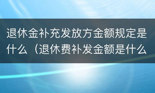 退休金补充发放方金额规定是什么（退休费补发金额是什么意思）