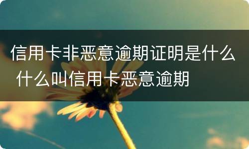 信用卡非恶意逾期证明是什么 什么叫信用卡恶意逾期