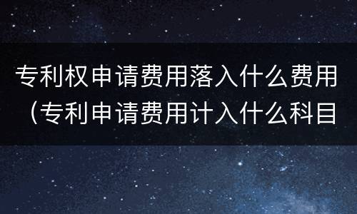 专利权申请费用落入什么费用（专利申请费用计入什么科目）