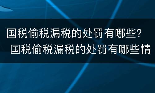 国税偷税漏税的处罚有哪些？ 国税偷税漏税的处罚有哪些情况