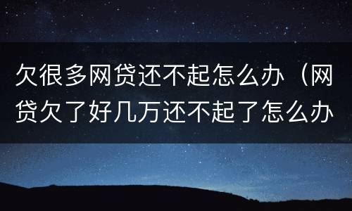 欠很多网贷还不起怎么办（网贷欠了好几万还不起了怎么办）